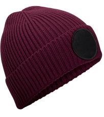 Zimní čepice s kruhovou nášivkou B332R Beechfield Burgundy