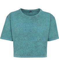 Dámský crop top Ladies´ Acid Washed Cropped Tee Build Your Brand Teal Black